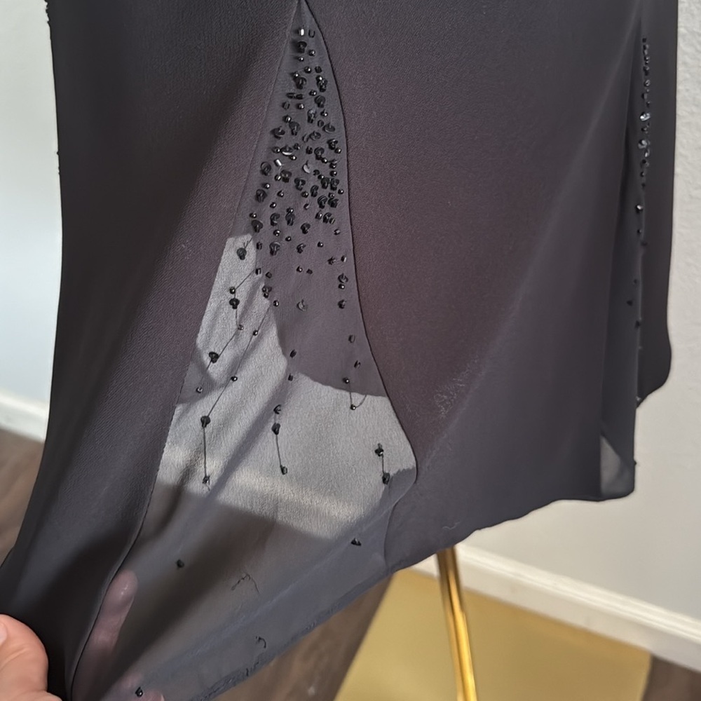 Evan-Picone Petite Black Beaded Asymmetrical Midi Dress Size 6P - Picture 8 of 8